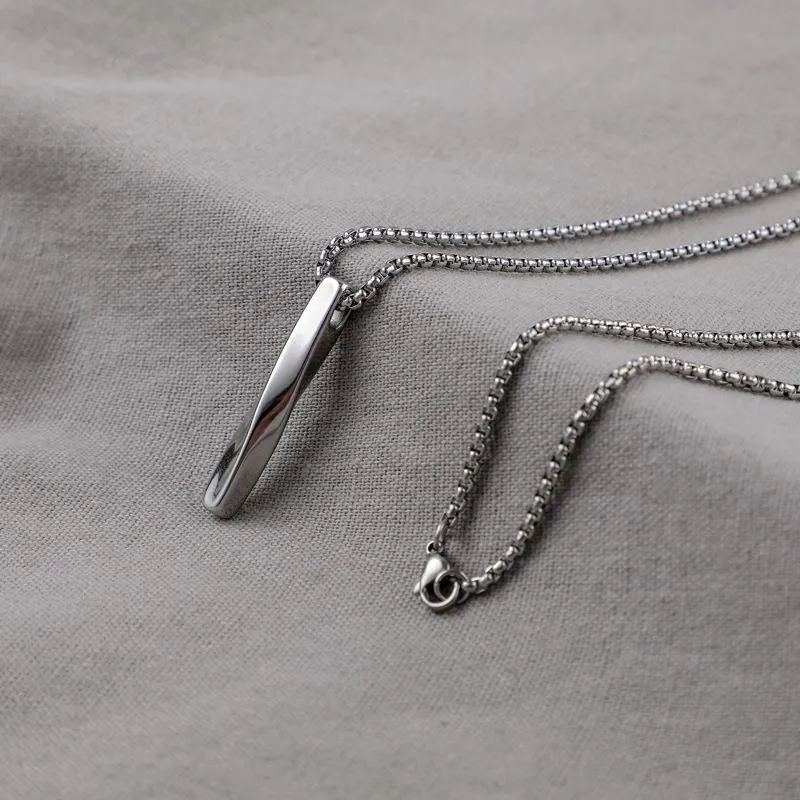 Twisted Minimalist Steel Pendant Necklace