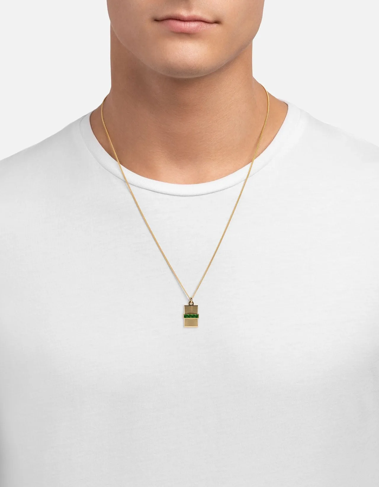 Vault Necklace, Gold Vermeil/Emeralds