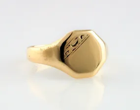 Vintage 9ct Yellow Gold Signet Ring - Size Q