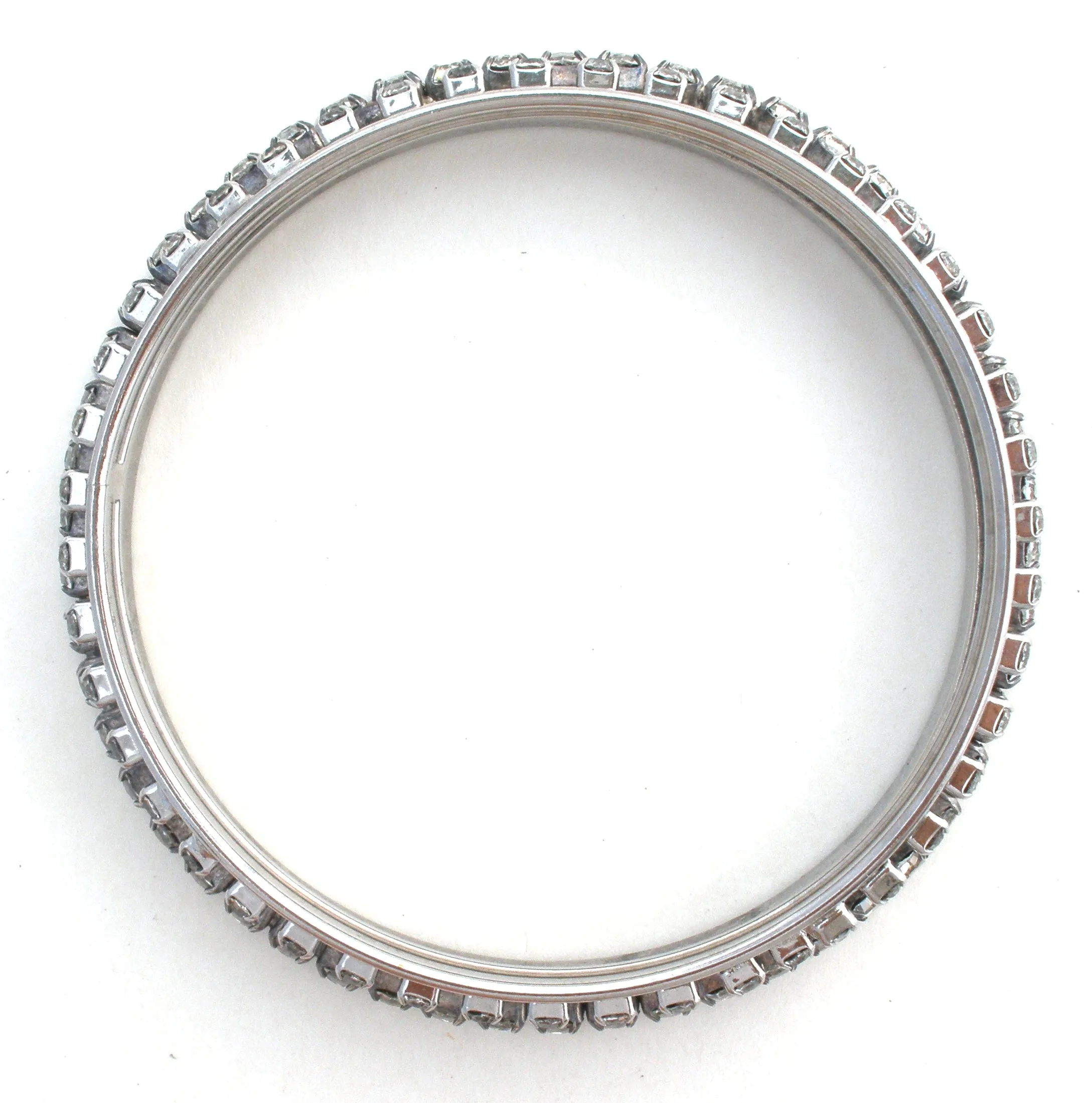 Vintage Clear Rhinestone Bangle Bracelets Set of 2
