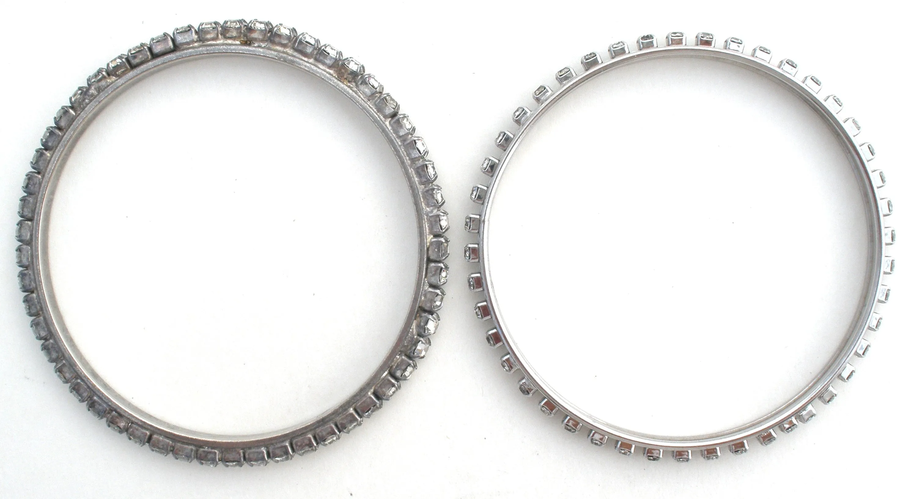 Vintage Clear Rhinestone Bangle Bracelets Set of 2