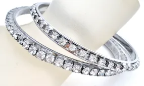 Vintage Clear Rhinestone Bangle Bracelets Set of 2