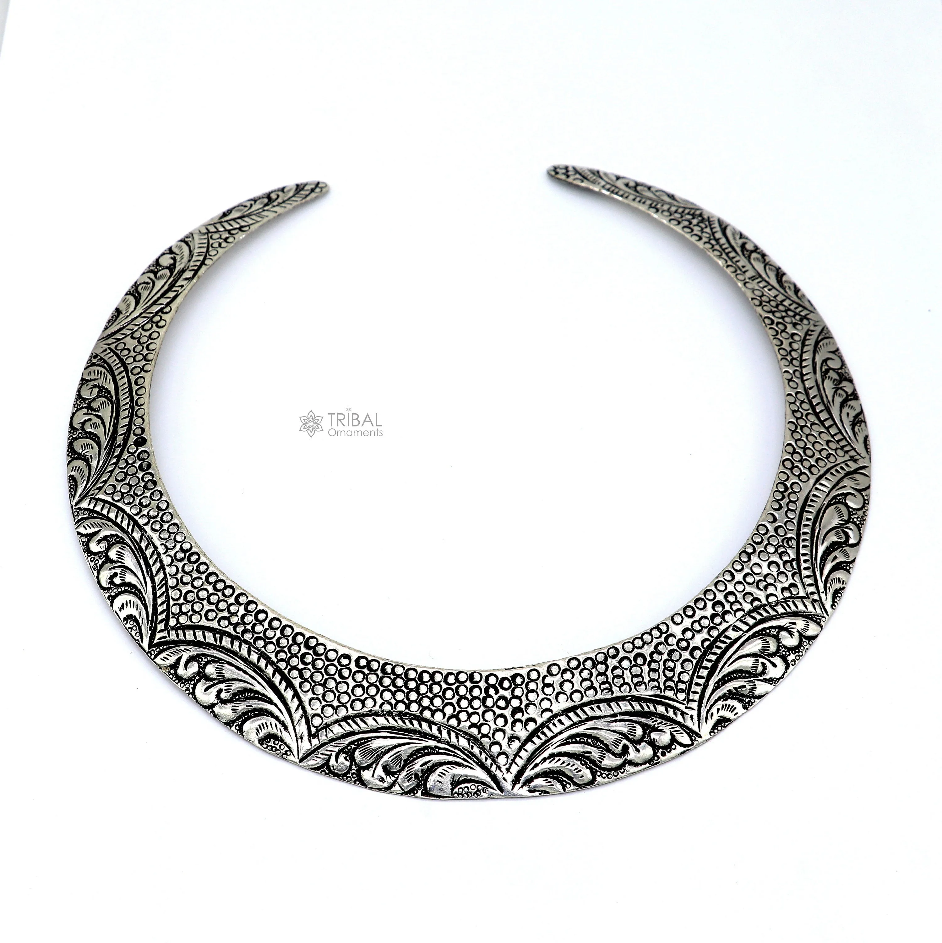 Vintage Indian traditional style trendy 925 sterling silver customized chitai/kandrai work Chokar necklace, choker tribal jewelry SET679