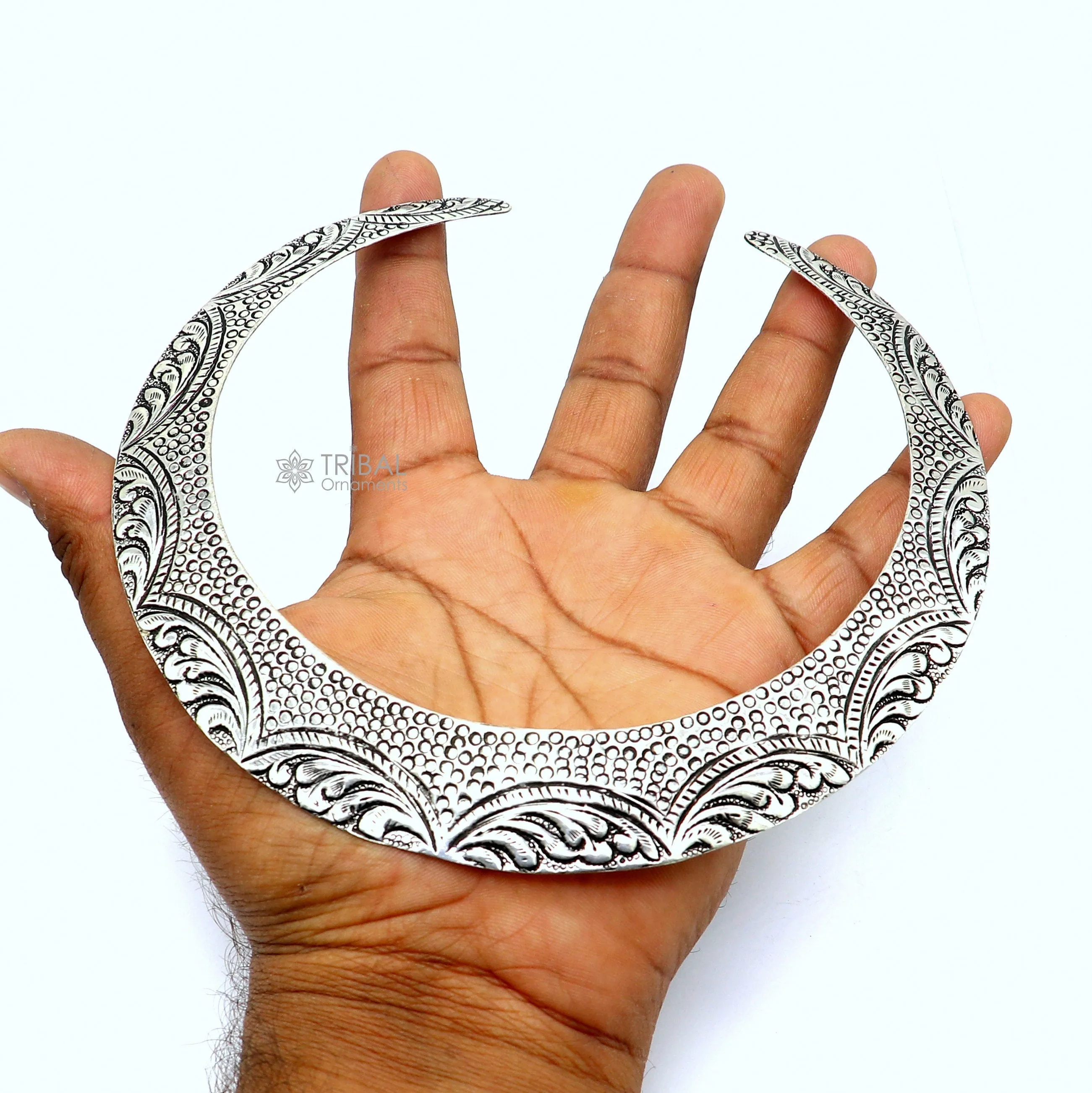 Vintage Indian traditional style trendy 925 sterling silver customized chitai/kandrai work Chokar necklace, choker tribal jewelry SET679