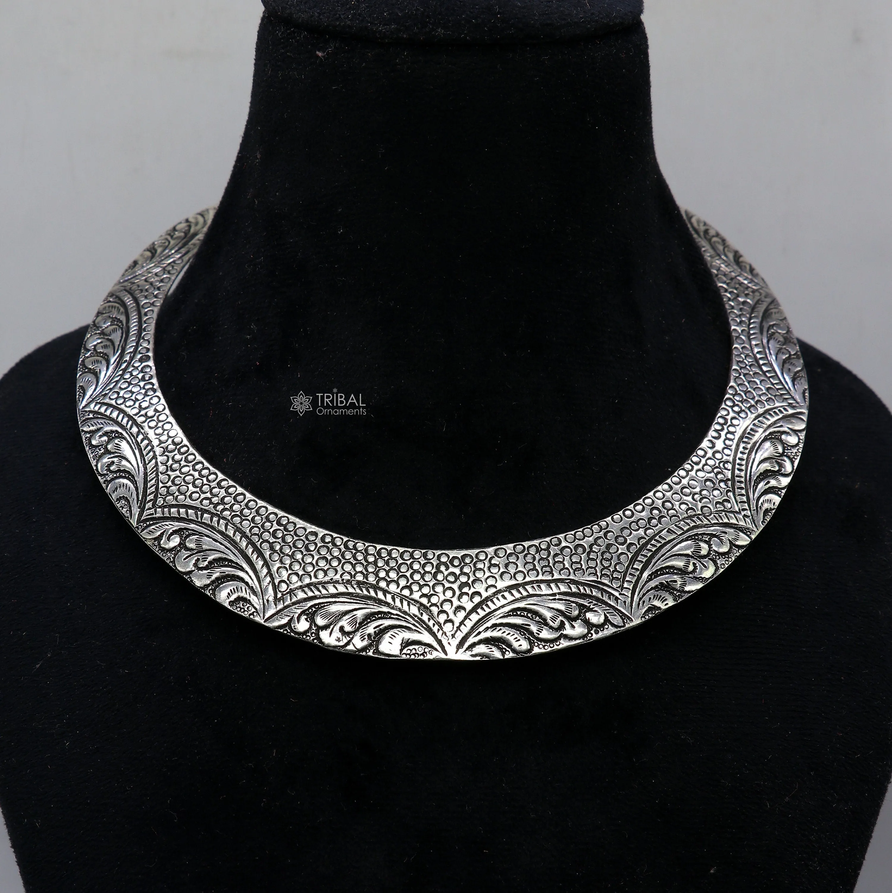Vintage Indian traditional style trendy 925 sterling silver customized chitai/kandrai work Chokar necklace, choker tribal jewelry SET679