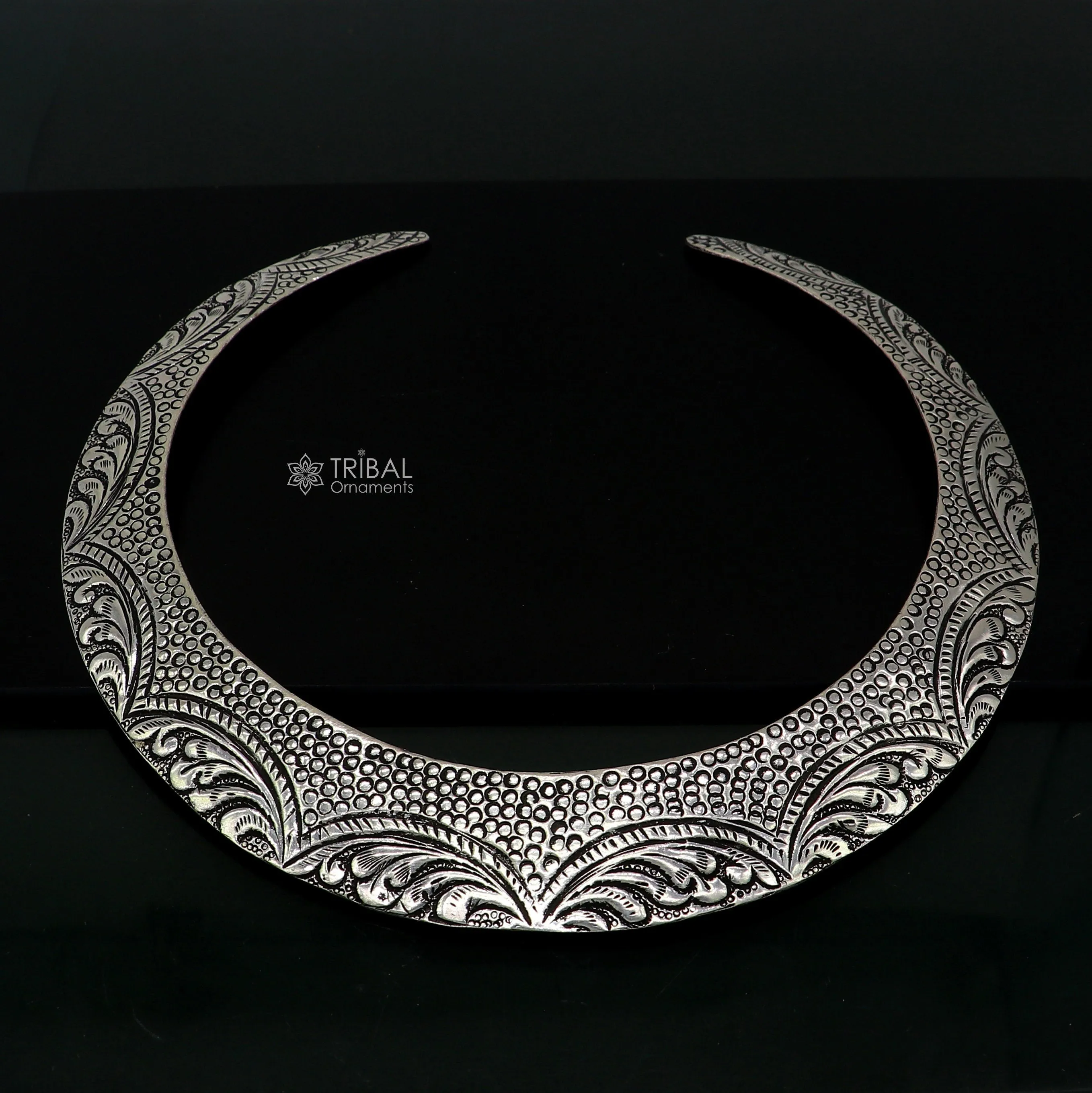 Vintage Indian traditional style trendy 925 sterling silver customized chitai/kandrai work Chokar necklace, choker tribal jewelry SET679