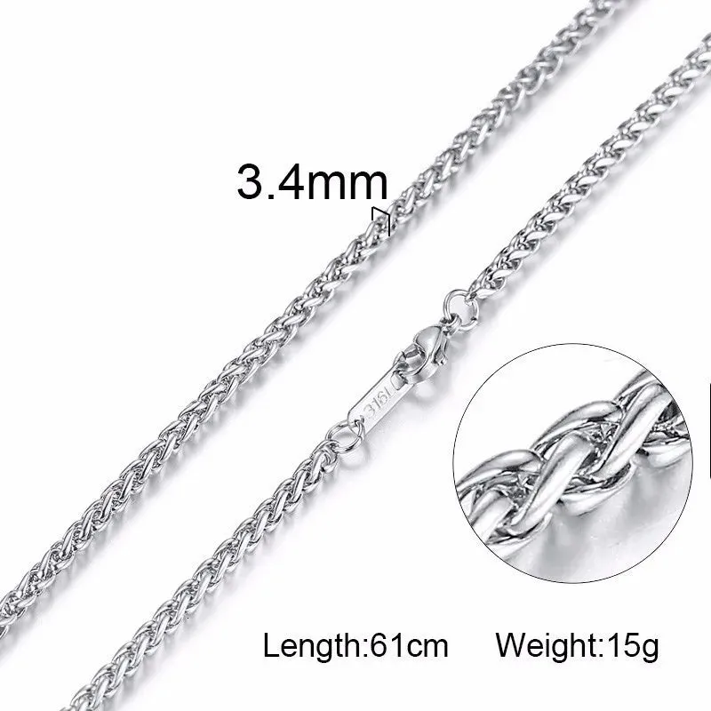 Vnox Men Women Necklace Gold Color Snake Miami Cuba Wheat Spiga Paima Link Round Box Curb Chain 24" Choker