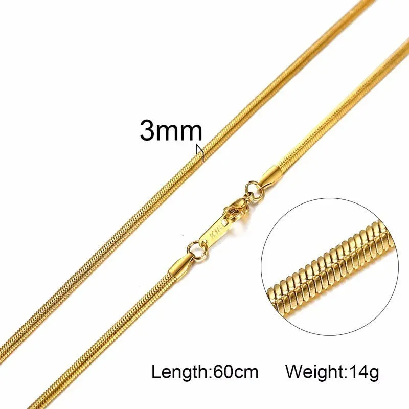 Vnox Men Women Necklace Gold Color Snake Miami Cuba Wheat Spiga Paima Link Round Box Curb Chain 24" Choker