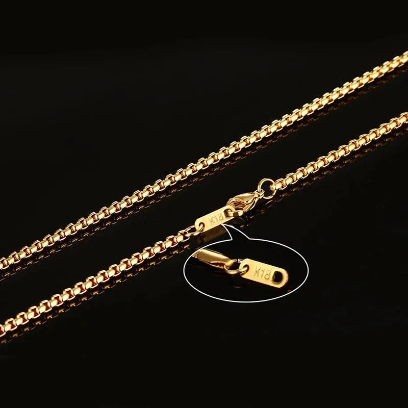 Vnox Men Women Necklace Gold Color Snake Miami Cuba Wheat Spiga Paima Link Round Box Curb Chain 24" Choker