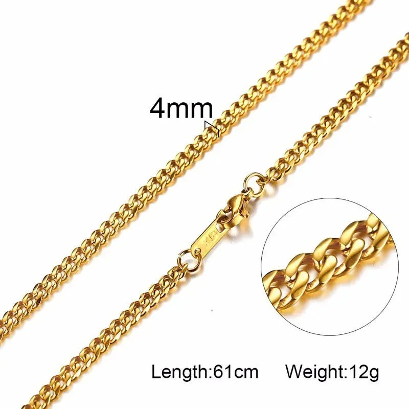 Vnox Men Women Necklace Gold Color Snake Miami Cuba Wheat Spiga Paima Link Round Box Curb Chain 24" Choker