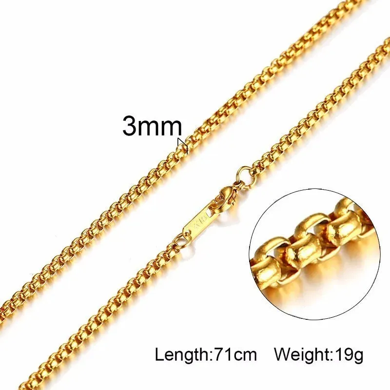 Vnox Men Women Necklace Gold Color Snake Miami Cuba Wheat Spiga Paima Link Round Box Curb Chain 24" Choker