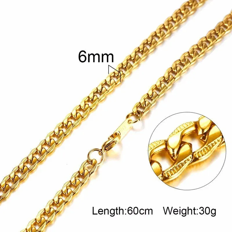 Vnox Men Women Necklace Gold Color Snake Miami Cuba Wheat Spiga Paima Link Round Box Curb Chain 24" Choker