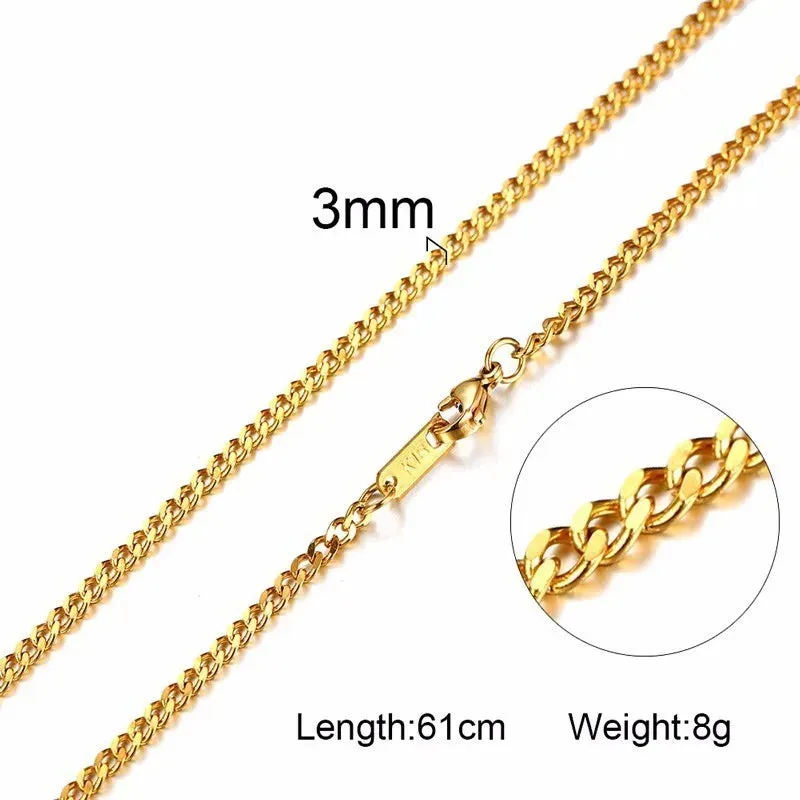 Vnox Men Women Necklace Gold Color Snake Miami Cuba Wheat Spiga Paima Link Round Box Curb Chain 24" Choker