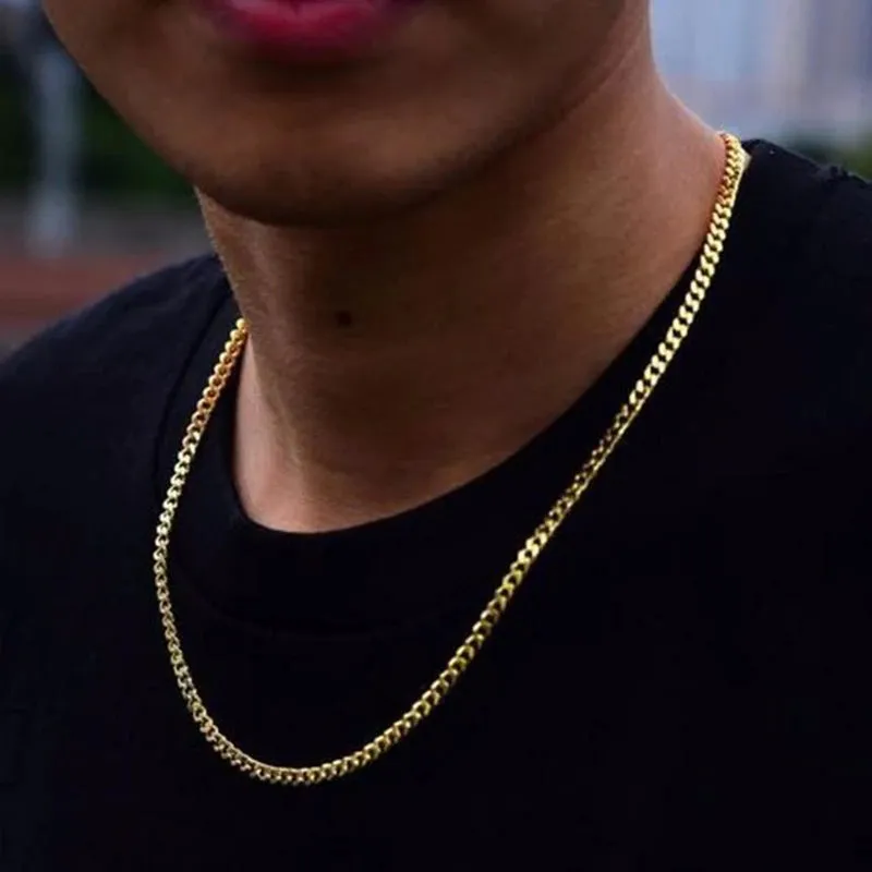 Vnox Men Women Necklace Gold Color Snake Miami Cuba Wheat Spiga Paima Link Round Box Curb Chain 24" Choker