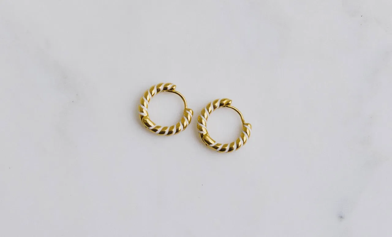 White Enamel Spiral Hoops