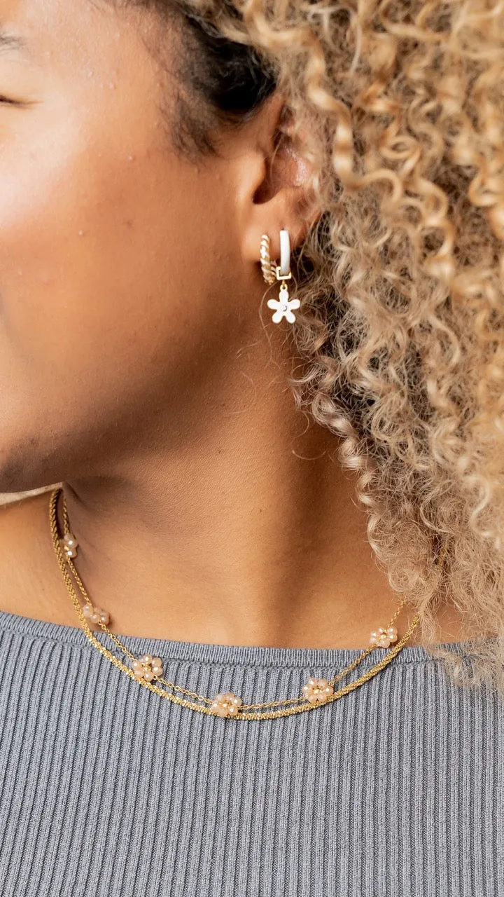 White Enamel Spiral Hoops