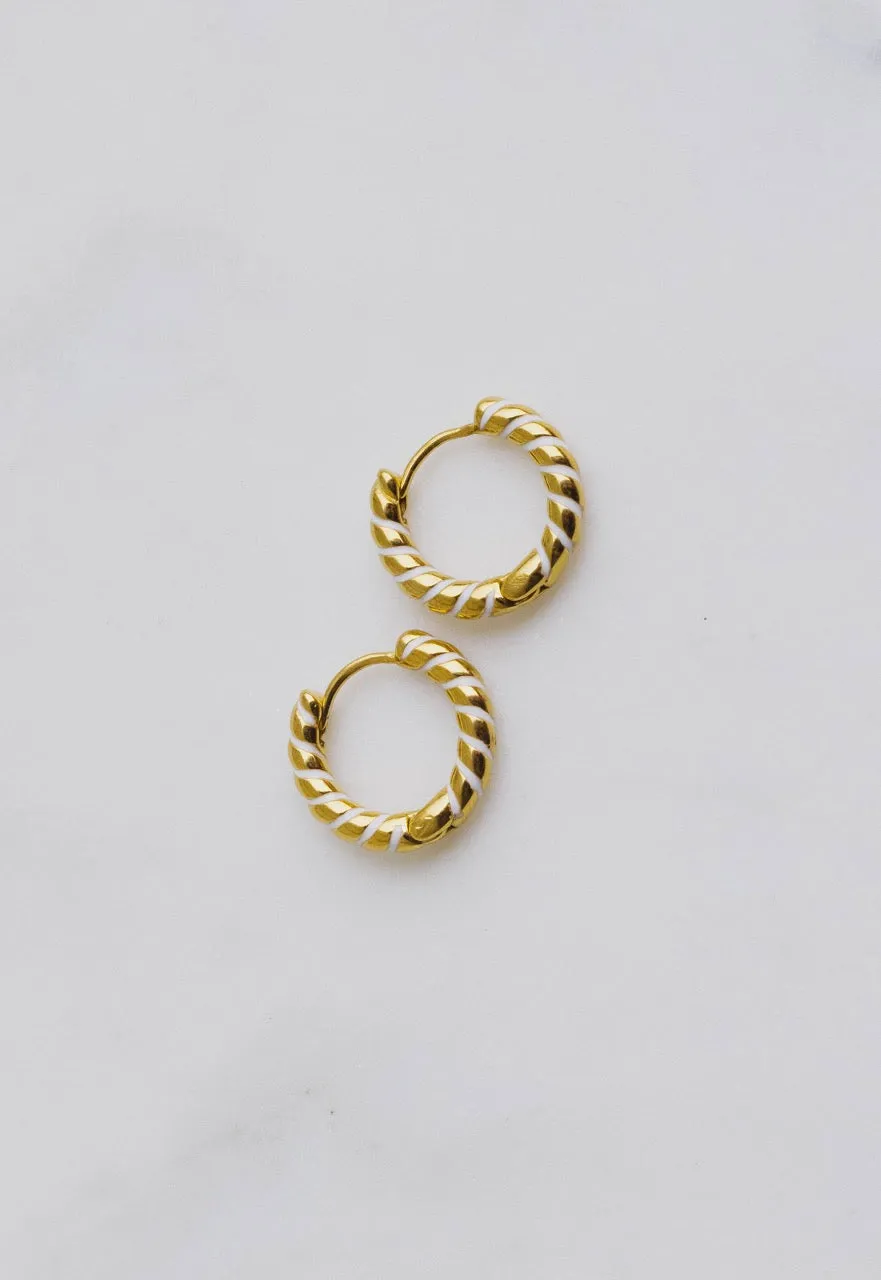White Enamel Spiral Hoops